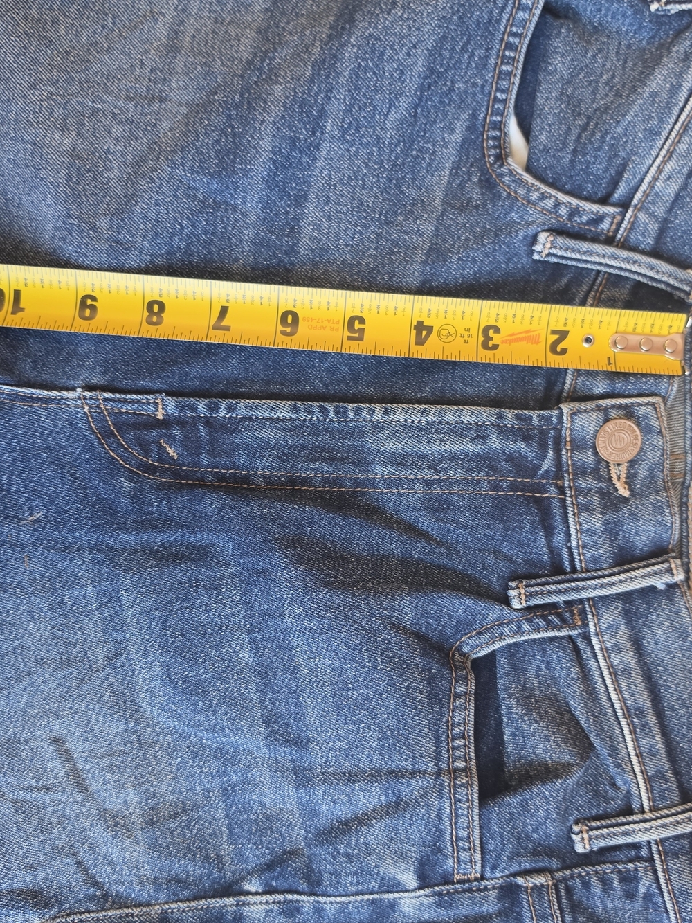 MOTHER Dark Blue Wide-Leg Flare Jeans with Raw Hem - Picture 4 of 8